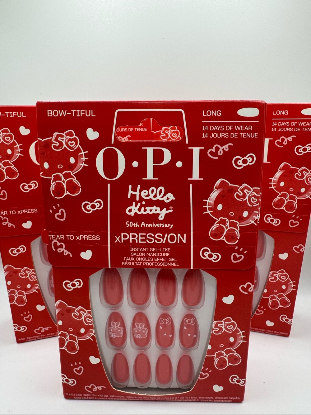 3X O.P.I Hello Kitty xPress/On Instant Gel-Like Press On's Long